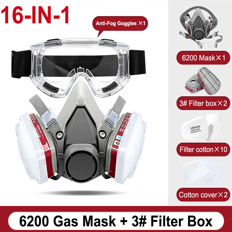 Respirator Half Face - Masque à gaz anti-poussière demi-visage 6200,