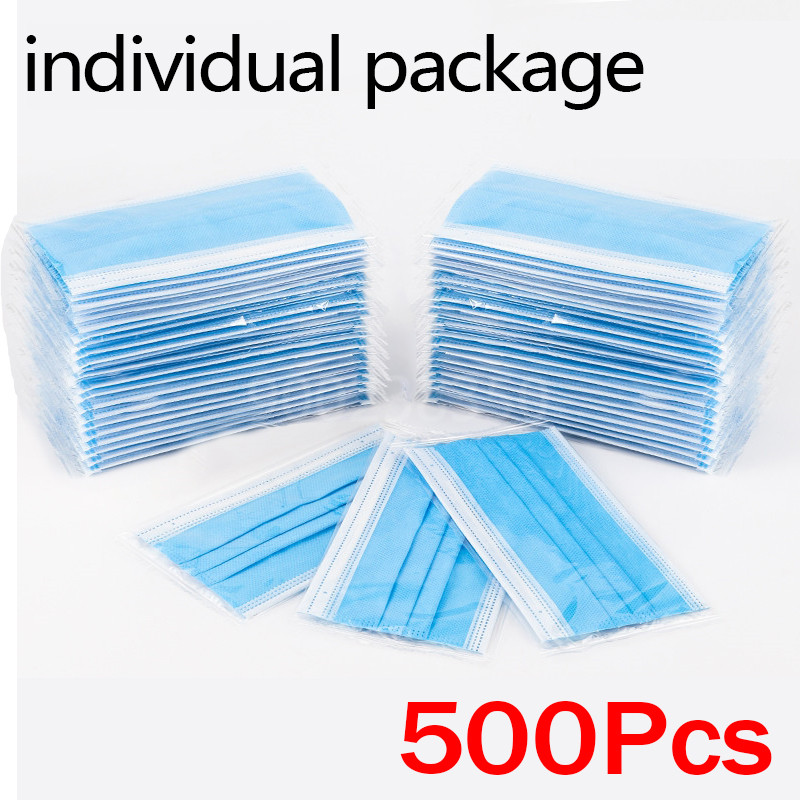 Disposable Mask Blue - 10-500 masques jetables pour adultes, emballés